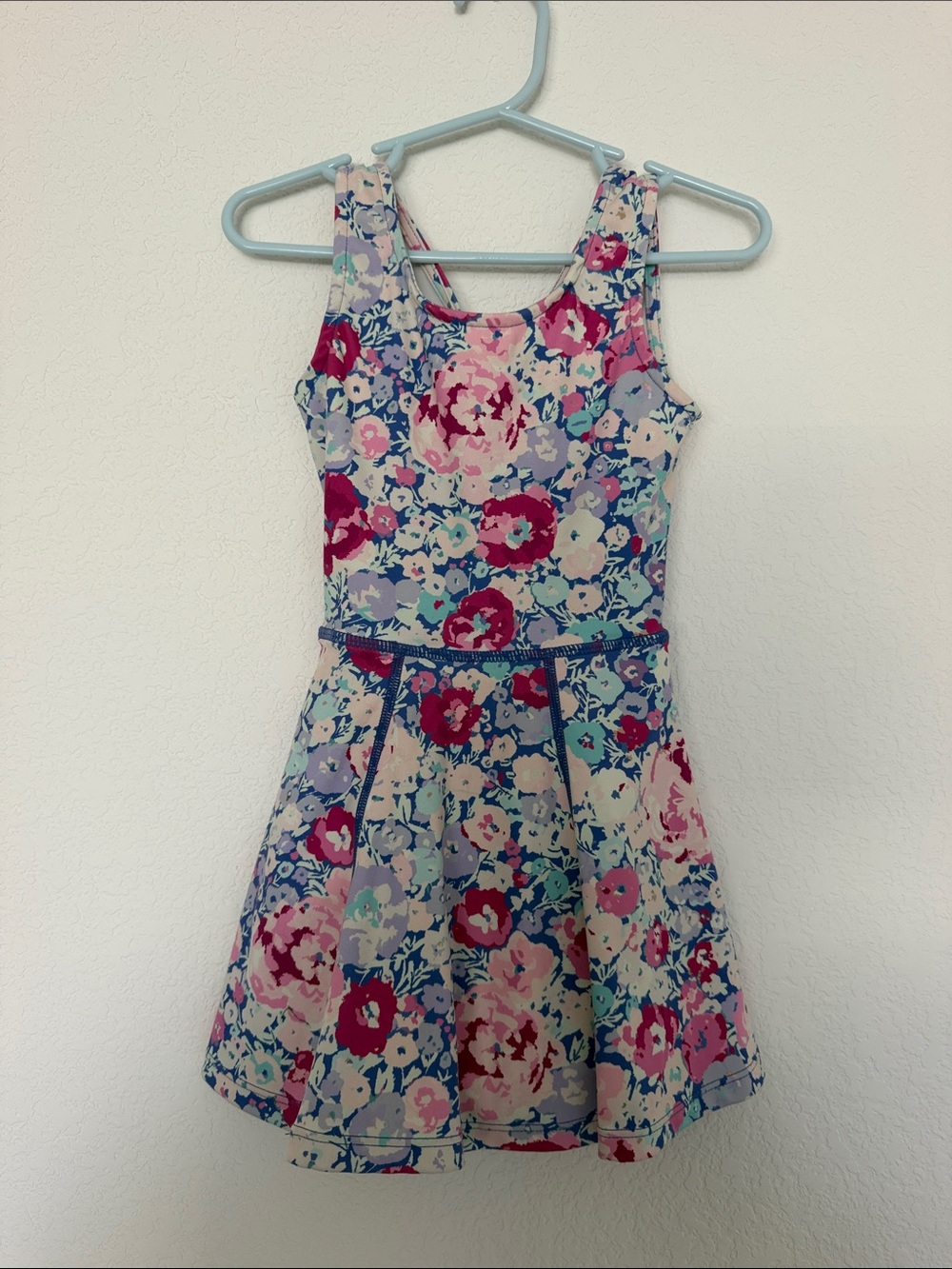 SweetHoney Floral Tank Dress in Pink, Blue and Cream